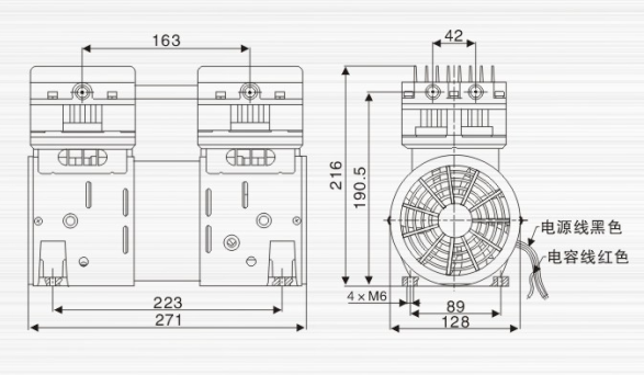 JP-200V貼合機(jī)靜音真空泵外觀尺寸圖